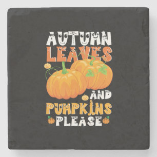 Autumn Leaves And Pumpkins Please Birthday Steinuntersetzer