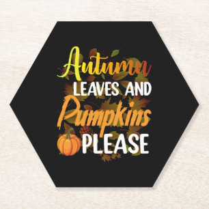Autumn leaves and pumpkins please funny halloween untersetzer