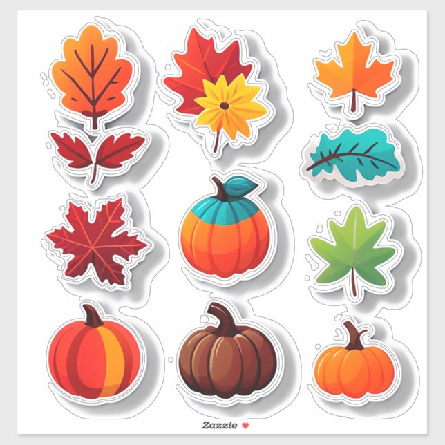Autumn Leaves and Pumpkins Sticker Set (Blatt)