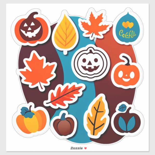 Autumn Leaves and Pumpkins Sticker Set (Blatt)