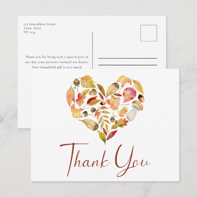 Autumn Leaves Danke Postcard Postkarte (Vorne/Hinten)