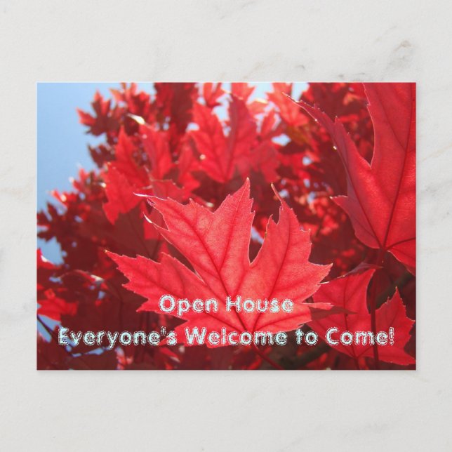 Autumn Leaves Fall Open House Postkarten Red Leaf (Vorderseite)