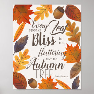 Autumn Leaves Fall Quote Emily Bronte Poster