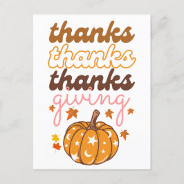 Autumn Leaves Groovy Pumpkin Holiday Erntedank Postkarte
