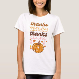 Autumn Leaves Groovy Pumpkin Holiday Erntedank T-Shirt