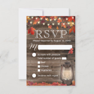 Autumn Leaves Lantern Rustikale Hochzeit im Herbst RSVP Karte