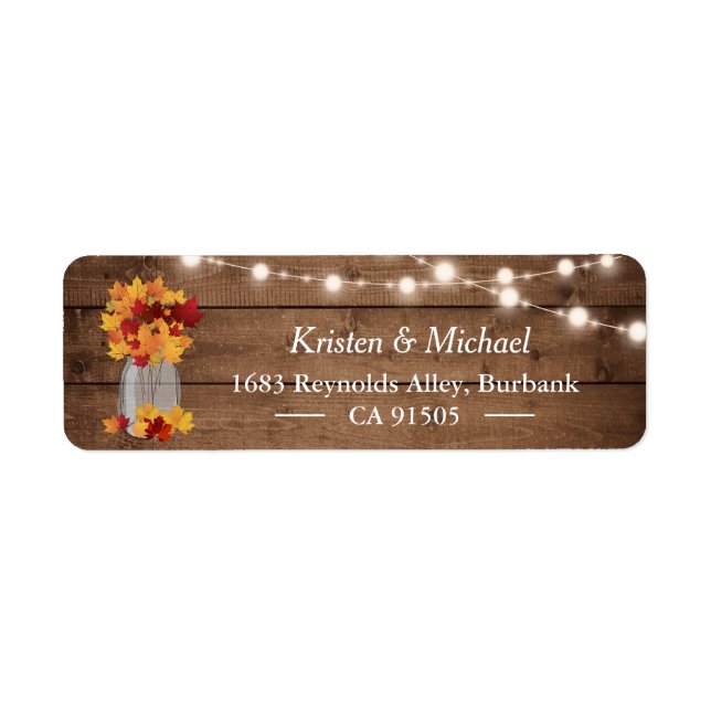 Autumn Leaves Mason Jar String Lights Rustic Wood (Vorne)