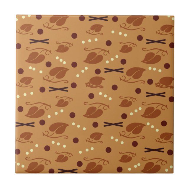 Autumn Leaves Muster Burnt Orange Fliese (Vorderseite)
