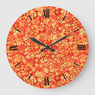 Autumn leaves, orange and gold große wanduhr