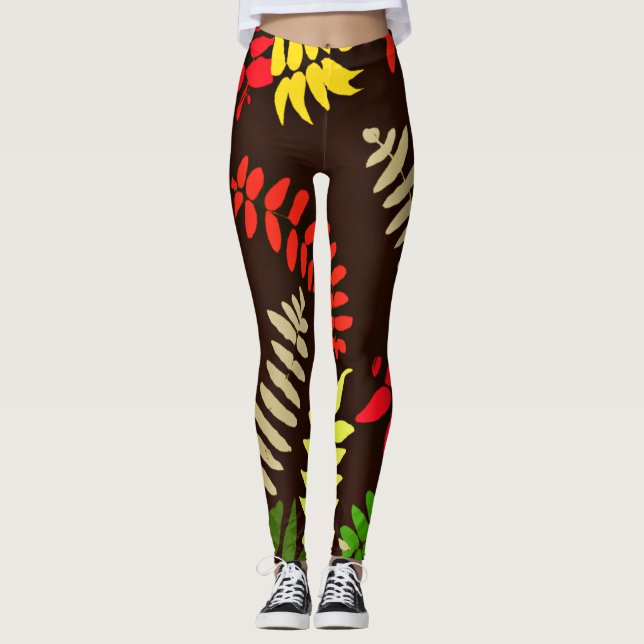 Autumn Leaves Pattern Art Leggings (Vorderseite)