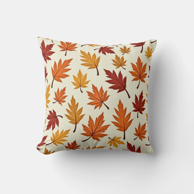 Autumn Leaves Pattern – Cozy Fall Foliage Design Kissen (Vorderseite)