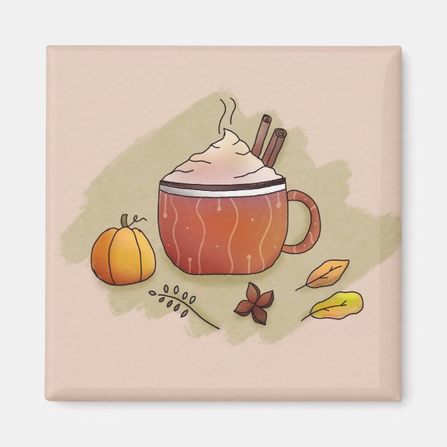 Autumn Leaves & Pumpkin Coffee Magnet (Vorne)