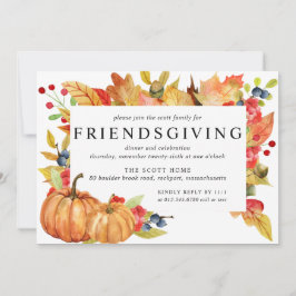 Autumn Leaves Pumpkin Friendsgiving Dinner Einladung