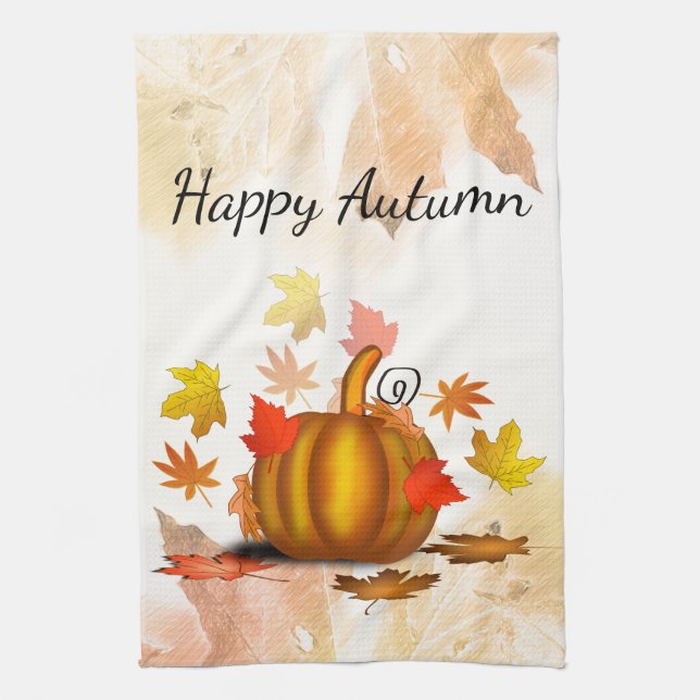 Autumn Leaves & Pumpkin Kittuch Handtuch (Vertikal)