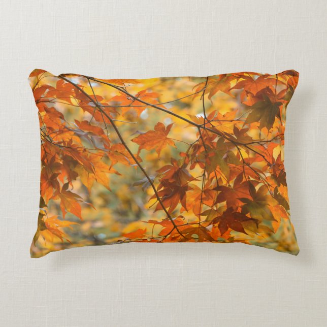 Autumn Leaves Pumpkin Orange farbige Baumwolle Dekokissen (Vorderseite)