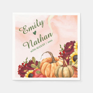 Autumn Leaves Pumpkin Sunflower Hochzeit im Herbst Serviette