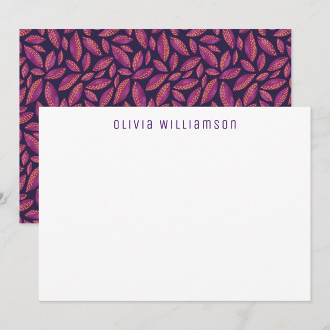 Autumn Leaves Purple Notecard Mitteilungskarte (Vorne/Hinten)