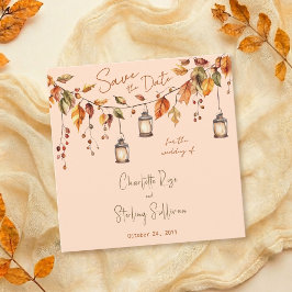 Autumn Leaves Rustic Watercolor Elegant Wedding Einladung