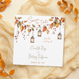 Autumn Leaves Rustic Watercolor Elegant Wedding Einladung