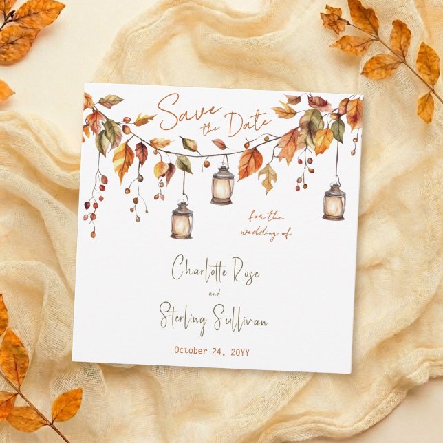 Autumn Leaves Rustic Watercolor Elegant Wedding Einladung (Von Creator hochgeladen)