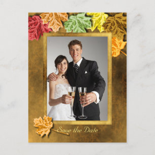 Autumn Leaves Save the Date Postcard Ankündigungspostkarte