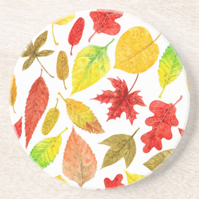 Autumn leaves watercolor white untersetzer (Vorne)