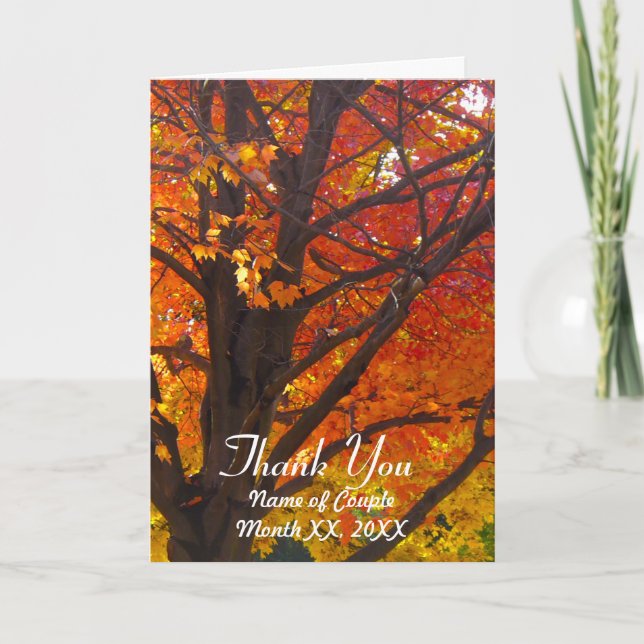Autumn Leaves Wedding Dankeschön Card Dankeskarte (Vorderseite)
