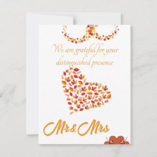 Autumn Leaves Wedding Dankeschön Card Herr & Fra Mitteilungskarte