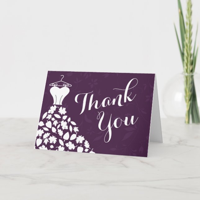 Autumn Leaves Wedding Dress Thank You Dankeskarte (Vorderseite)