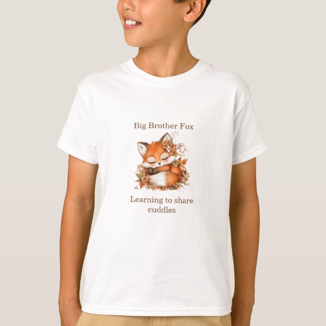 Autumn Little Fox Baby Shower "Big Brother" T-Shirt (Vorderseite)