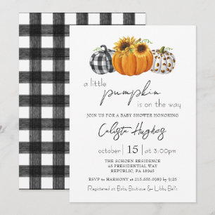Autumn Little Pumpkin Sunflower Rustic Baby Shower Einladung