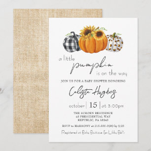 Autumn Little Pumpkin Sunflower Rustic Baby Shower Einladung