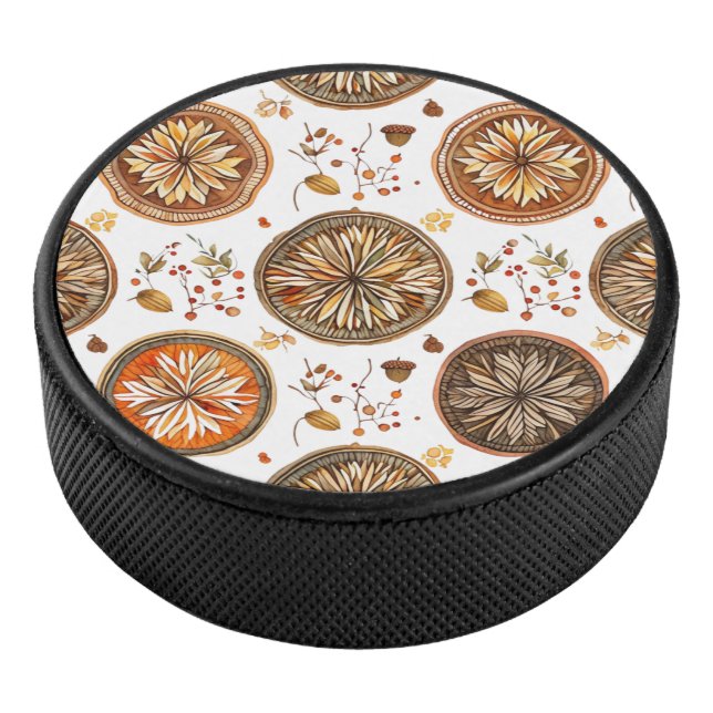 Autumn Mandala Pattern Eishockey Puck (3/4)