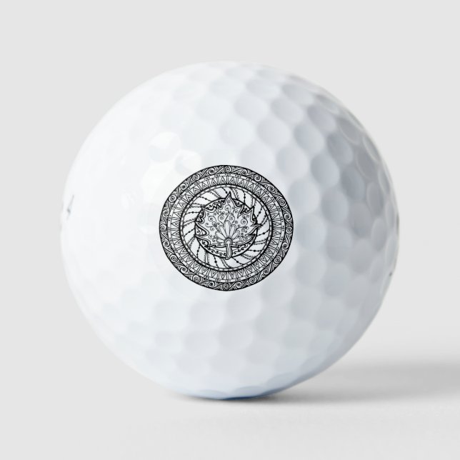 Autumn Maple Leaf Doodle Golfball (Vorderseite)