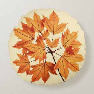 Autumn Maple Leaf Print: Fall Foliage Rundes Kissen