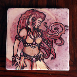Autumn Moon Belly Dancer Goddess Steinuntersetzer