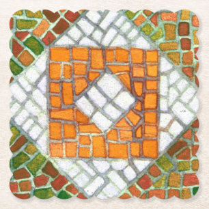 AUTUMN MOSAIC Scalloped Square Paper Untersetzer