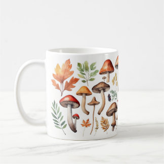 Autumn Mushrooms and Forest Leaves Illustration Kaffeetasse