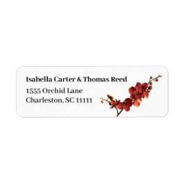 Autumn Orchid Romance Wedding Return Address Label