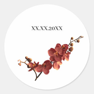 Autumn Orchid Romance Wedding Runder Aufkleber