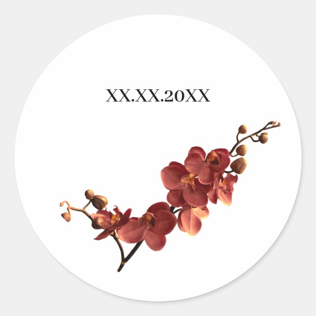 Autumn Orchid Romance Wedding Runder Aufkleber (Vorderseite)