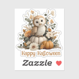 Autumn Owl mit Pumpkins Halloween Art Aufkleber