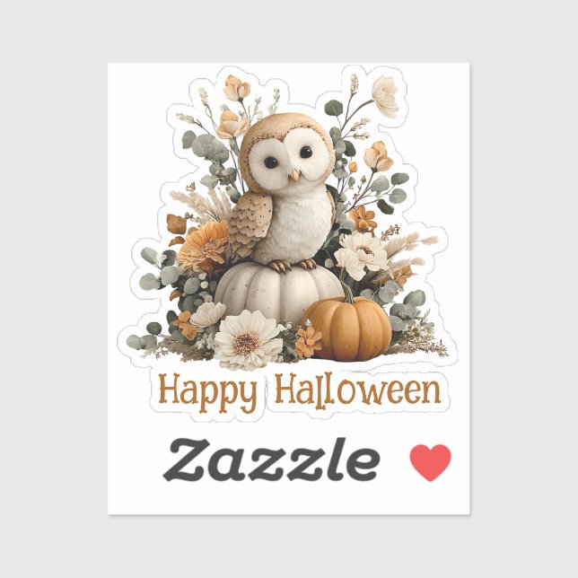 Autumn Owl mit Pumpkins Halloween Art Aufkleber (Blatt)