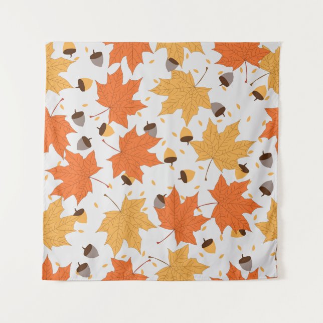 autumn pattern vintage seamless pattern wandteppich (Vorderseite)