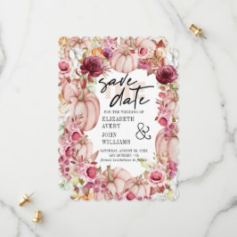 Autumn Pink Burgundy Pumpkin Save the Date