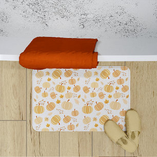 Autumn Pumpkin and Leaf Pastel Pattern Badematte
