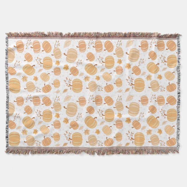 Autumn Pumpkin and Leaf Pastel Pattern Decke (Vorderseite)