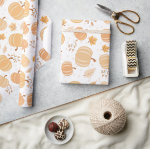 Autumn Pumpkin and Leaf Pastel Pattern Geschenkpapier