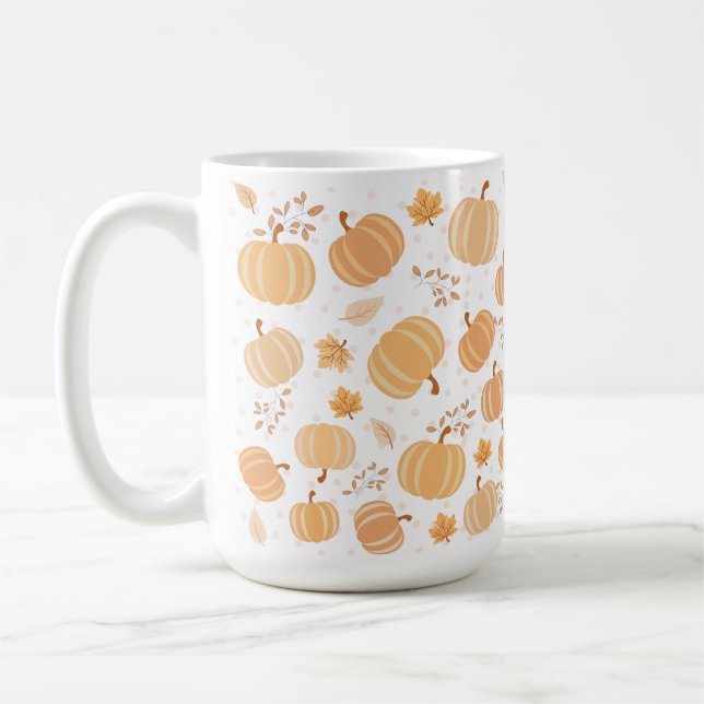 Autumn Pumpkin and Leaf Pastel Pattern Kaffeetasse (Links)