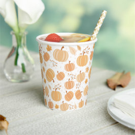 Autumn Pumpkin and Leaf Pastel Pattern Pappbecher